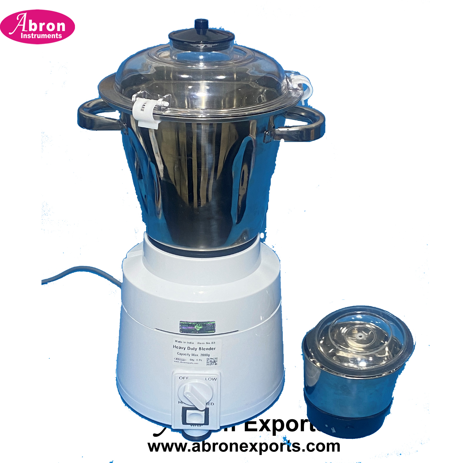 Mixer Grinder Blender Dry Wet 2 liter dry 5 lit wet 2200w with 2 SS Jars Mixey heavy duty Abron AC-277W2S2